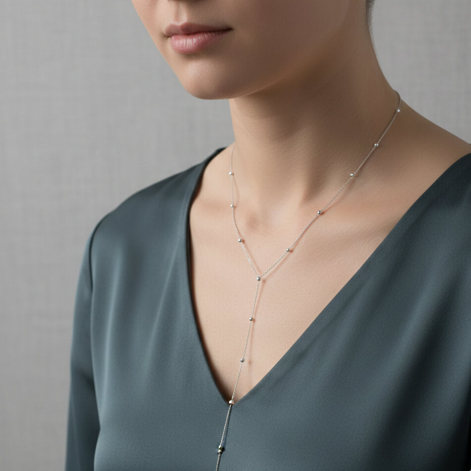 Sterling Silver Beaded Y-Necklace (Lariat Drop) | SYLverae Quiet Luxury Jewelry