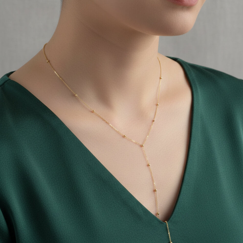 Sterling Silver Beaded Y-Necklace (Lariat Drop) | SYLverae Quiet Luxury Jewelry