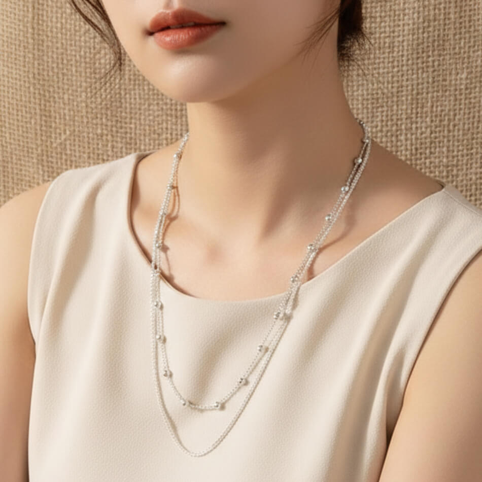 Sterling Silver Layered Beaded Necklace | SYLverae Quiet Luxury Jewelry