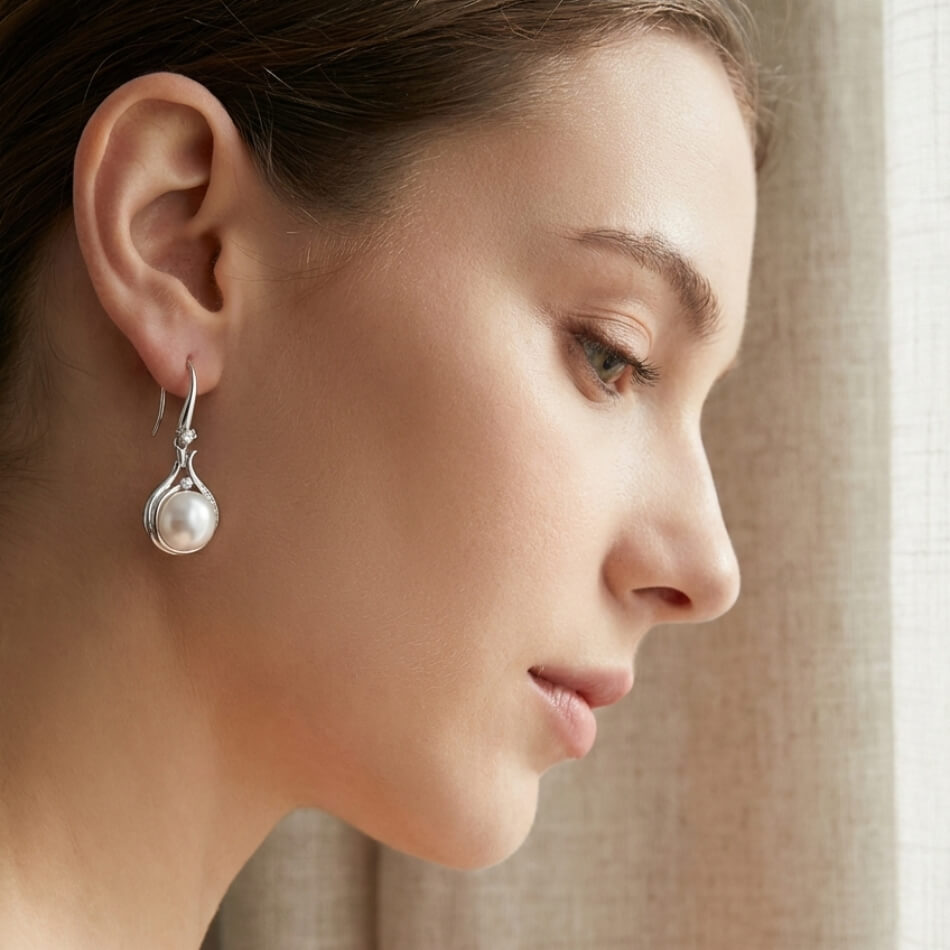 Sterling Silver Pearl Drop Earrings | SYLverae Quiet Luxury Jewelry