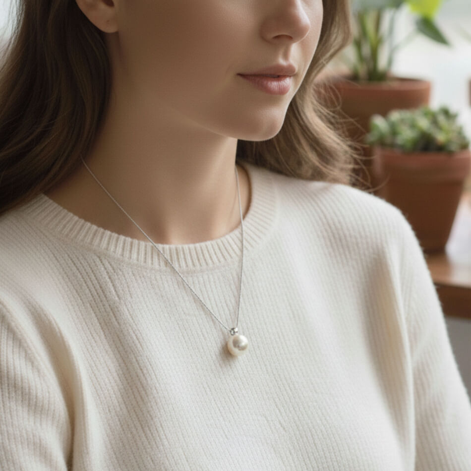 SYLverae Dainty Natural Pearl Necklace - S925 Sterling Silver - Meaningful Anniversary Gift for Her