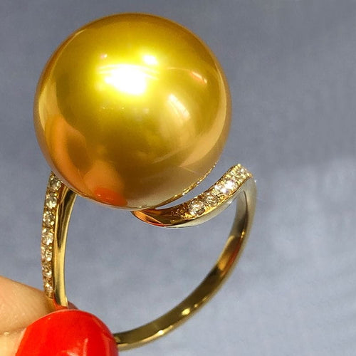 14K Gold Plated Sterling Silver Golden Pearl Dome Ring | SYLverae Quiet Luxury Jewelry