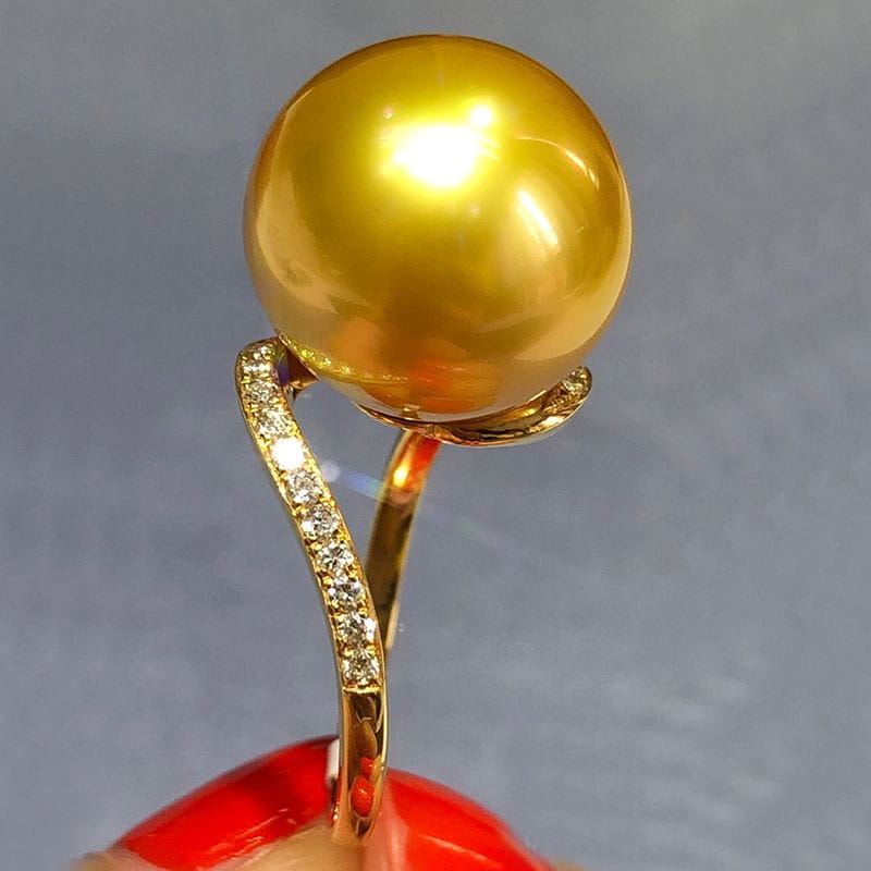 14K Gold Plated Sterling Silver Golden Pearl Dome Ring | SYLverae Quiet Luxury Jewelry