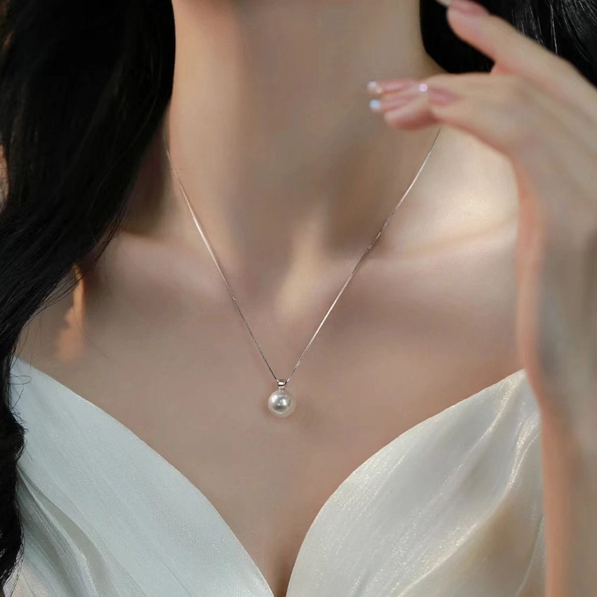 SYLverae Dainty Natural Pearl Necklace - S925 Sterling Silver - Meaningful Anniversary Gift for Her