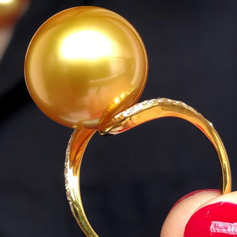 14K Gold Plated Sterling Silver Golden Pearl Dome Ring | SYLverae Quiet Luxury Jewelry