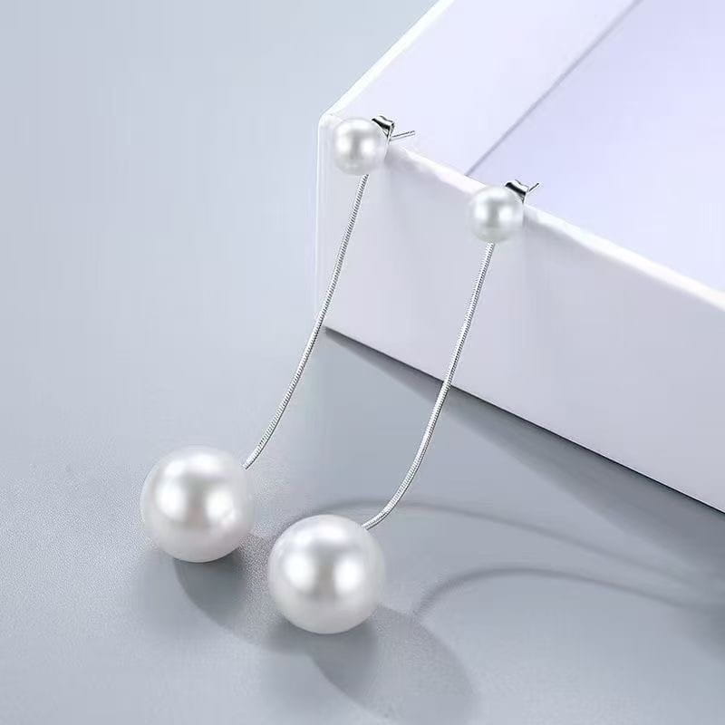 Sterling Silver Pearl Threader Drop Earrings | SYLverae Quiet Luxury Jewelry