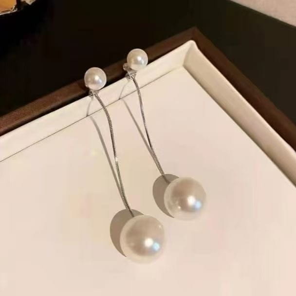 Sterling Silver Pearl Threader Drop Earrings | SYLverae Quiet Luxury Jewelry