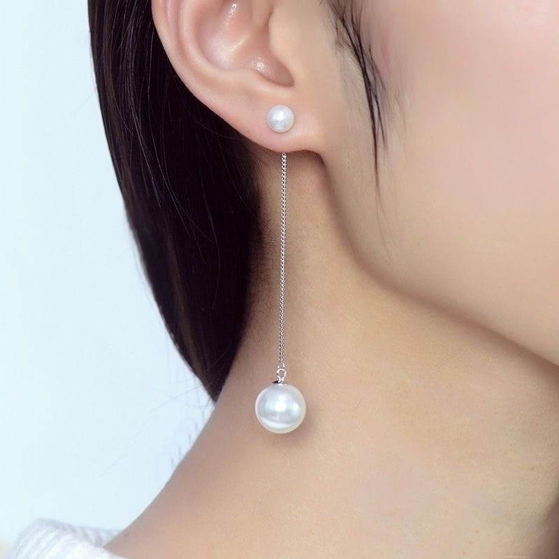 Sterling Silver Pearl Threader Drop Earrings | SYLverae Quiet Luxury Jewelry