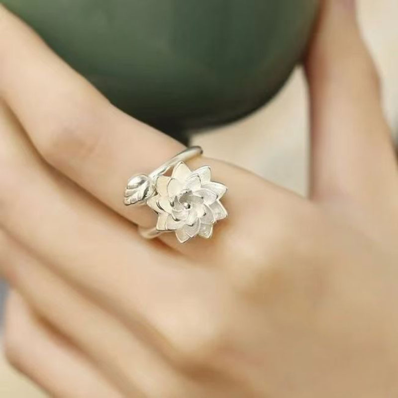 Sterling Silver Lotus Open Ring | SYLverae Quiet Luxury Jewelry