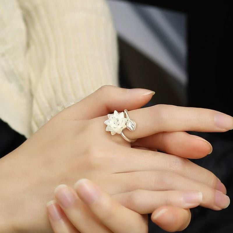 Sterling Silver Lotus Open Ring | SYLverae Quiet Luxury Jewelry