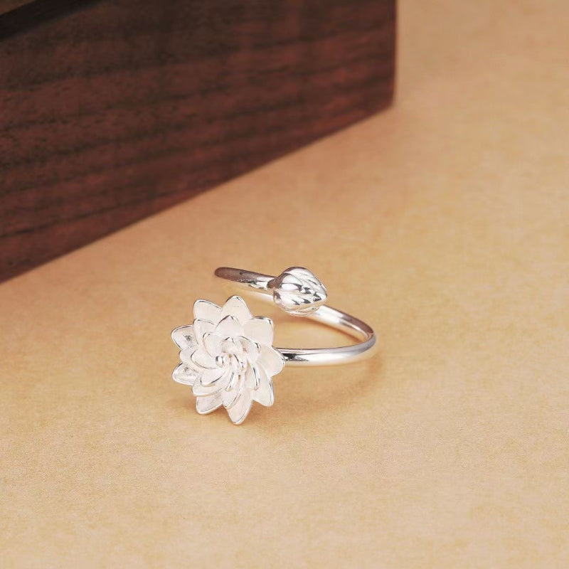 Sterling Silver Lotus Open Ring | SYLverae Quiet Luxury Jewelry
