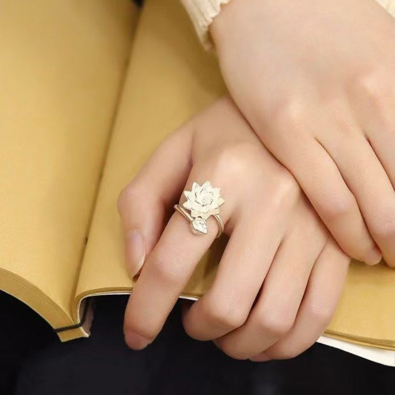 Sterling Silver Lotus Open Ring | SYLverae Quiet Luxury Jewelry