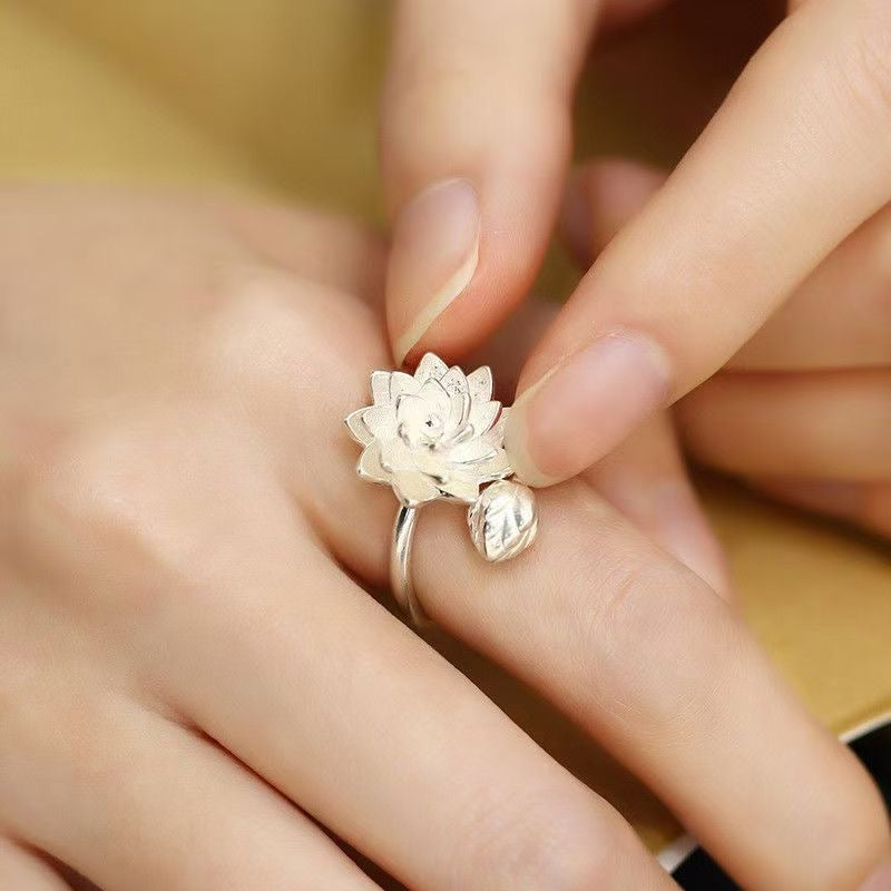 Sterling Silver Lotus Open Ring | SYLverae Quiet Luxury Jewelry