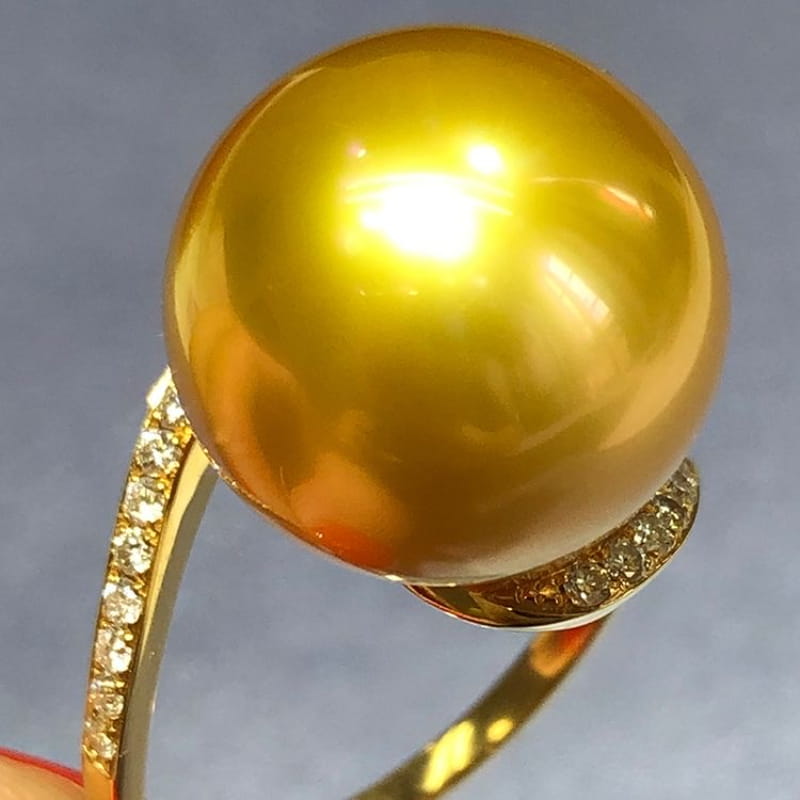 14K Gold Plated Sterling Silver Golden Pearl Dome Ring | SYLverae Quiet Luxury Jewelry