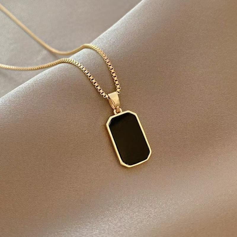 Sterling Silver Black Onyx Rectangle Pendant Necklace | SYLverae Quiet Luxury Jewelry