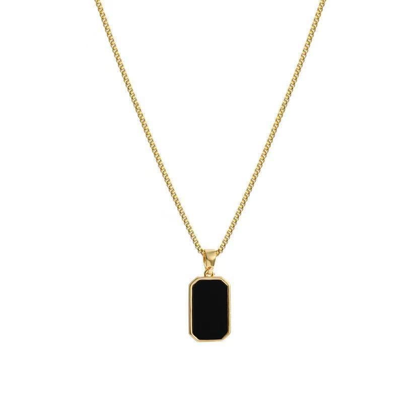 Sterling Silver Black Onyx Rectangle Pendant Necklace | SYLverae Quiet Luxury Jewelry