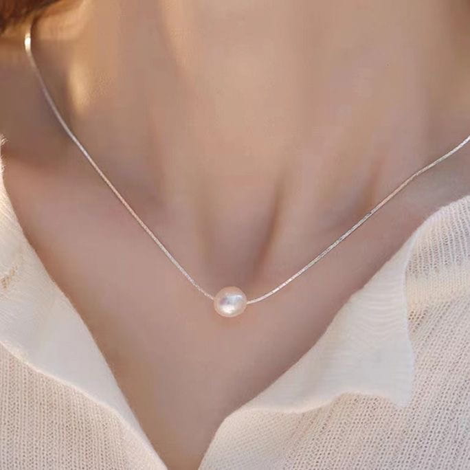 Sterling Silver Single Pearl Pendant Necklace | SYLverae Quiet Luxury Jewelry