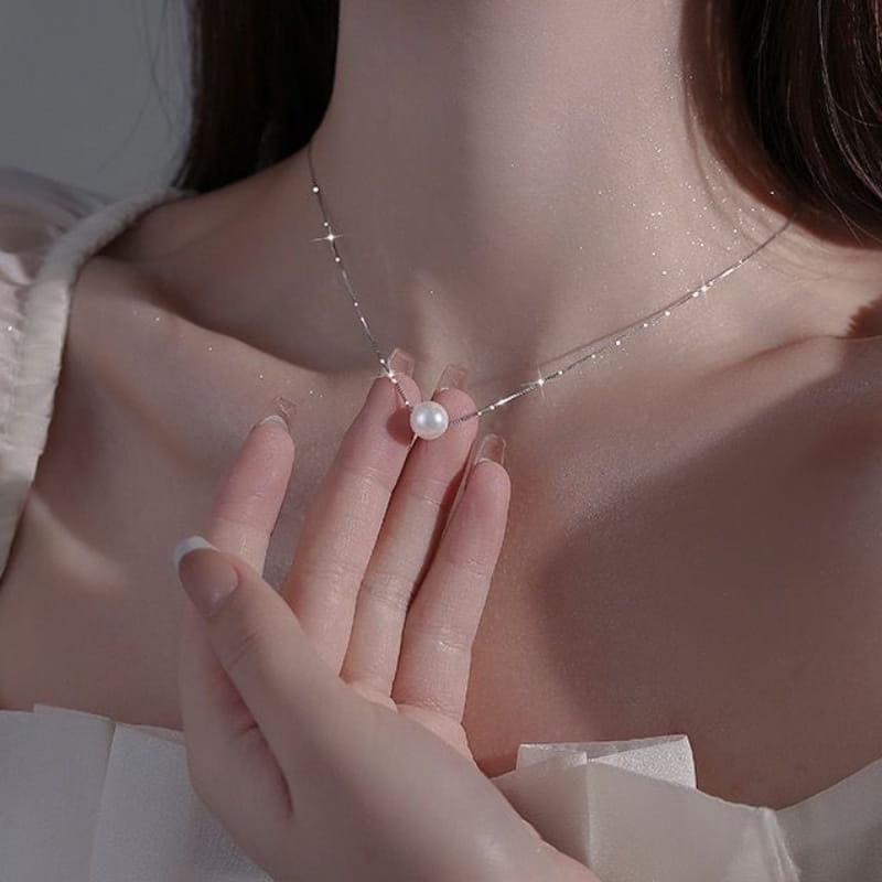 S925 Sterling Silver Single Pearl Pendant Necklace