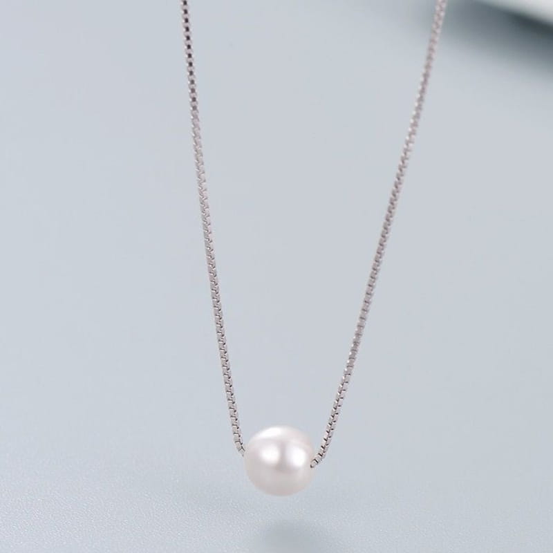 S925 Sterling Silver Single Pearl Pendant Necklace