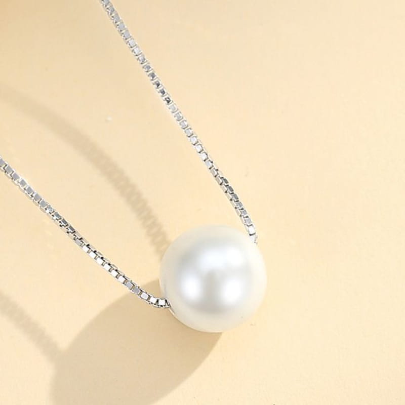 S925 Sterling Silver Single Pearl Pendant Necklace