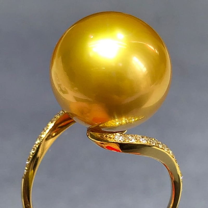 14K Gold Plated Sterling Silver Golden Pearl Dome Ring | SYLverae Quiet Luxury Jewelry