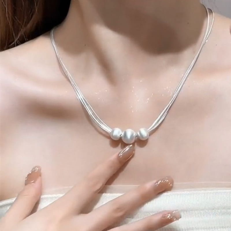 Sterling Silver Triple-Bead Necklace | SYLverae Quiet Luxury Jewelry
