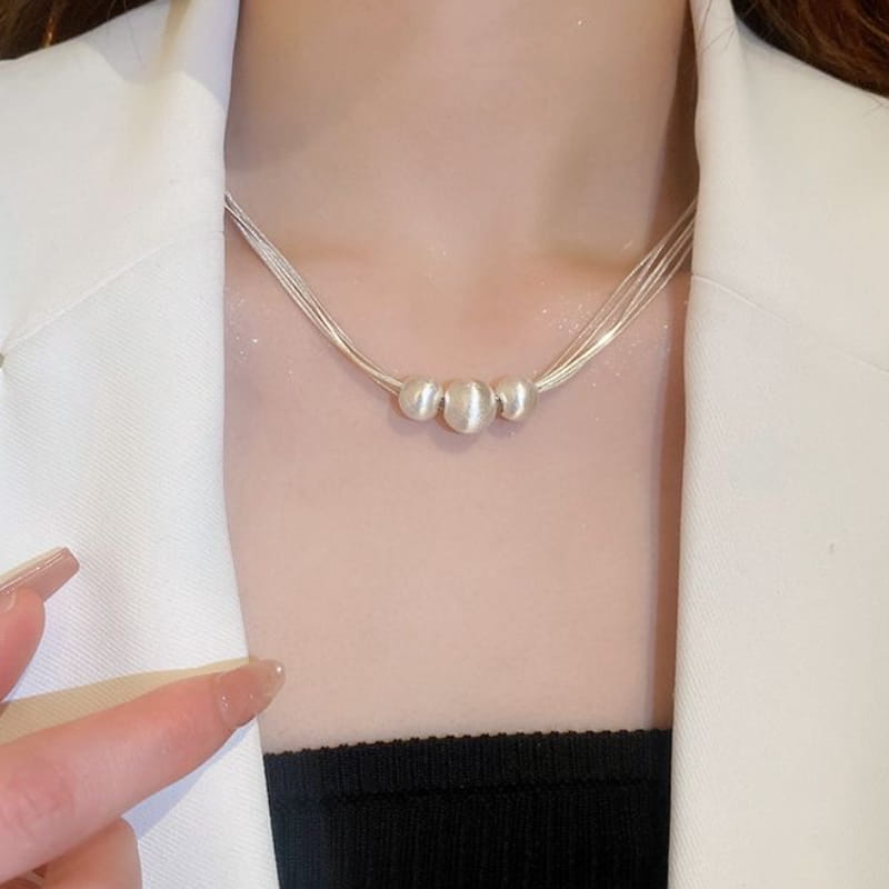 Sterling Silver Triple-Bead Necklace | SYLverae Quiet Luxury Jewelry