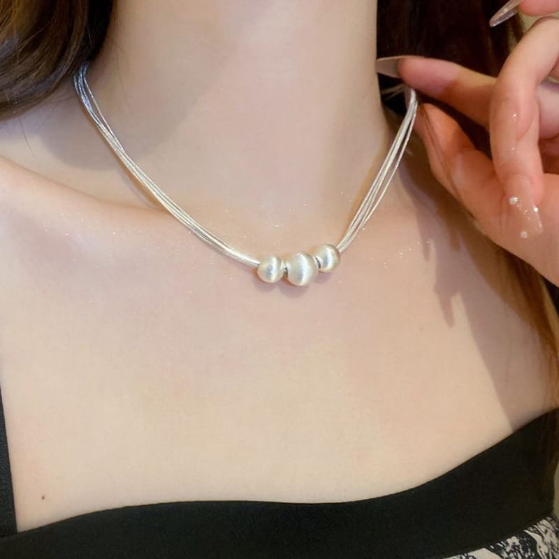 Sterling Silver Triple-Bead Necklace | SYLverae Quiet Luxury Jewelry