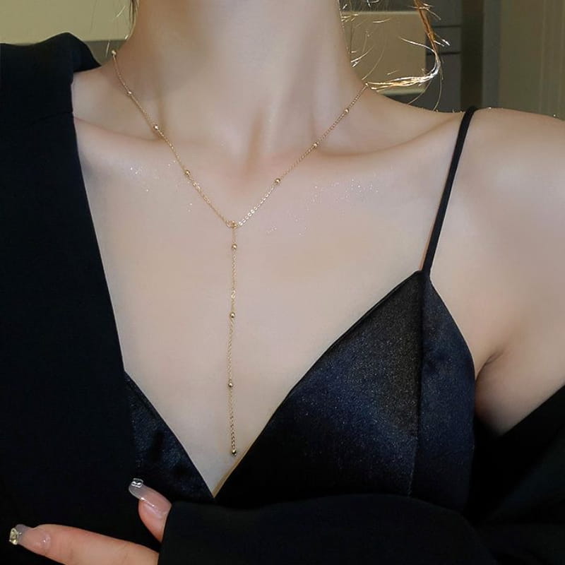 Sterling Silver Beaded Y-Necklace (Lariat Drop) | SYLverae Quiet Luxury Jewelry