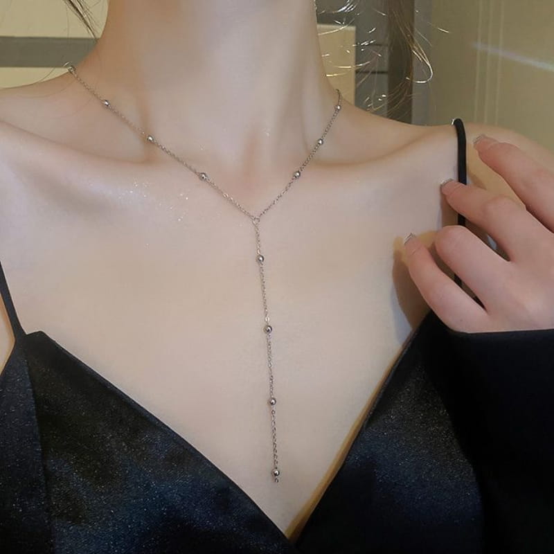 Sterling Silver Beaded Y-Necklace (Lariat Drop) | SYLverae Quiet Luxury Jewelry