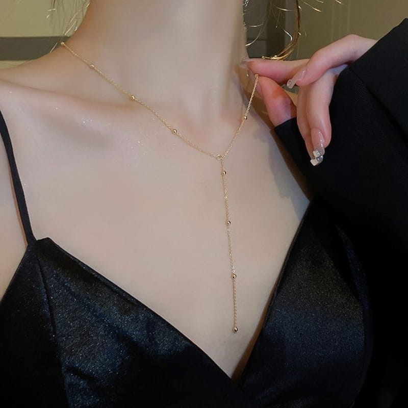 Sterling Silver Beaded Y-Necklace (Lariat Drop) | SYLverae Quiet Luxury Jewelry