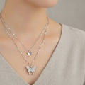Sterling Silver Layered Butterfly Necklace (Pavé Pendant) | SYLverae Quiet Luxury Jewelry