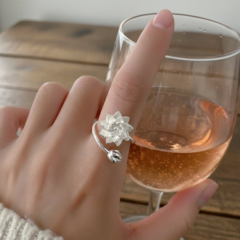 Sterling Silver Lotus Open Ring | SYLverae Quiet Luxury Jewelry