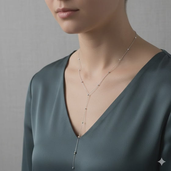 Sterling Silver Beaded Y-Necklace (Lariat Drop) | SYLverae Quiet Luxury Jewelry