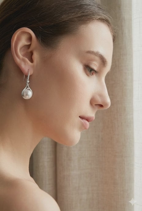 Sterling Silver Pearl Drop Earrings | SYLverae Quiet Luxury Jewelry