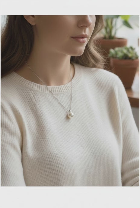 SYLverae Dainty Natural Pearl Necklace - S925 Sterling Silver - Meaningful Anniversary Gift for Her
