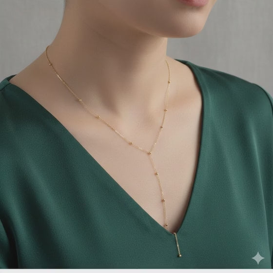 Sterling Silver Beaded Y-Necklace (Lariat Drop) | SYLverae Quiet Luxury Jewelry