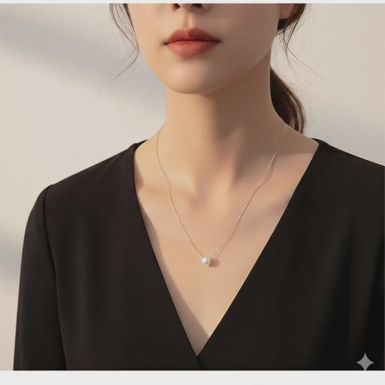 Sterling Silver Single Pearl Pendant Necklace | SYLverae Quiet Luxury Jewelry